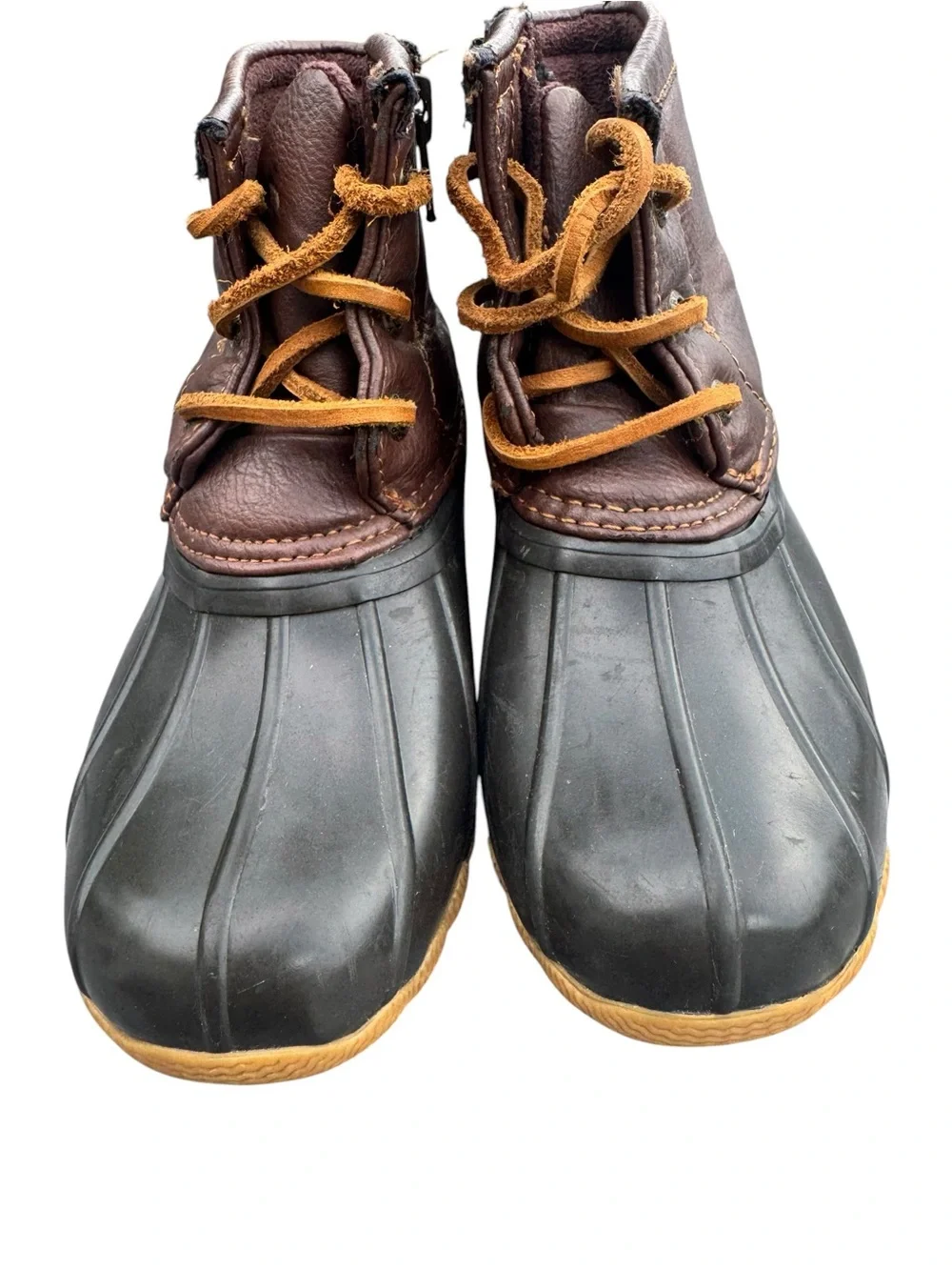 Sperry Saltwater Duck Boots  girls 10M Brown Black Waterproof Rain  CG55362A